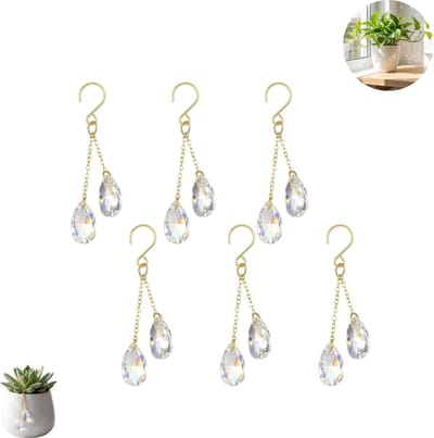 6 stuks - Kristallen plantenhangers - Kristallen lichtvangende hangers - Decoratieaccessoires voor kamerplanten - Prismavormige plantendecoratieaccessoires - Lichtvangende hangers geschikt voor mini-potplanten, ramen en tuinen