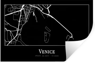 Muurstickers - Sticker Folie - Stadskaart - Venetië - Kaart - Plattegrond - Venice - 30x20 cm - Plakfolie - Muurstickers Kinderkamer - Zelfklevend Behang - Zelfklevend behangpapier - Stickerfolie