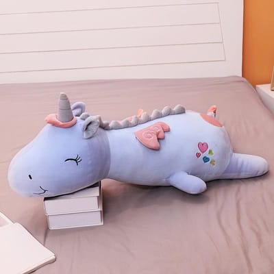 60-120cm Gigantische Kleurrijke Engel Eenhoorn Pluche Speelgoed Voor Kinderen Gevuld Zacht Vliegend Paard Lange Kussenpop Meisjes Kerstcadeau 60cm blauw
