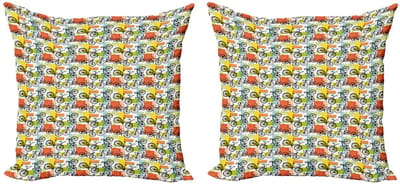 ABAKUHAUS Kussenhoes Set 2x – Geometrisch Multicolor – Dubbelsidig