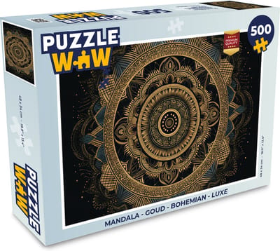 Puzzel Mandala - Goud - Bohemian - Luxe - Legpuzzel - Puzzel 500 stukjes