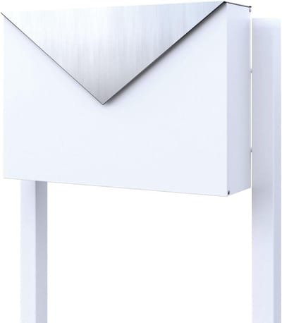 Staande brievenbus - Brievenbus paalmontage - Post ontvangen - Design lettervorm - 125 cm hoog - Wit