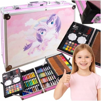 Artistieke Koffer Set 145 Delen - Kleurpotloden, Markers & Verf