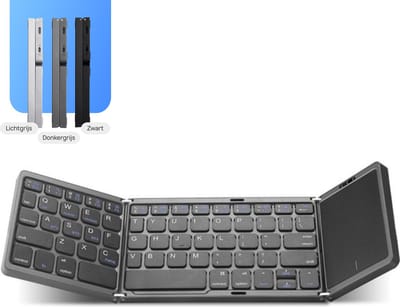 K&G® Opvouwbaar Toetsenbord - Groot Touchpad - Qwerty Toetsen - Oplaadbaar - Draadloos - Anti Slip Onderkant - Bluetooth - Foldable Keyboard - Donker Grijs