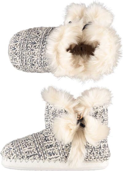 Meisjes hoge pantoffels/sloffen gebreid zwart/wit maat 31-32
