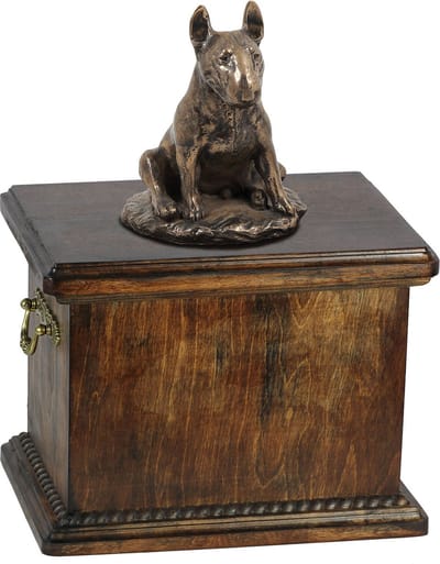 Elegante urn voor Bull Terrier met beeldje in klassieke stijl