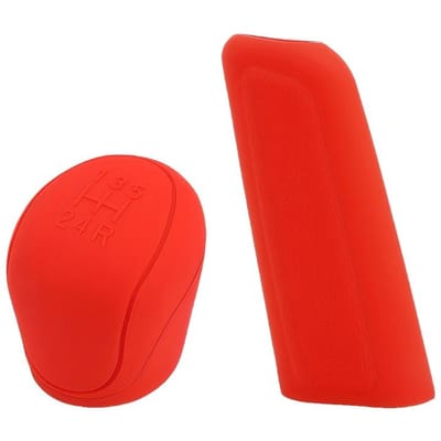 2 Pièces/ensemble Housse de Levier de Vitesse Antidérapante en Silicone pour Voitures Manuelles à 6 Vitesses Accessoire d'Intérieur Durable red