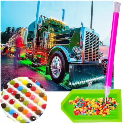 Diamant Schilderen Kit: Amerikaanse Truck 40x30cm
