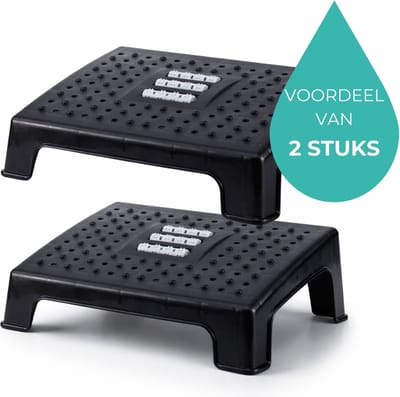 BUDDLEY Voetensteun Bureau SET (2x) - Antislip - Ergonomische Voetensteun - Voetsteun Kantoor - Voetensteun Bureau Ergonomisch - Voetsteun - Bureau Voetensteun - Voetenbankje Bureau - Voetenbankjes - Ergonomische Voetenbank - Office