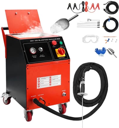 Droogijsstraalmachine - Droogijsstraler - 5 kg Reservoir - Incl. 4 Mondstukken - Instelbare Druk - Voor Auto, Scheepvaart, Luchtvaart & Chemie