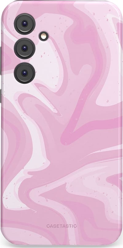 Casetastic hoesje geschikt voor Samsung Galaxy A35 - Dubbellaagse bescherming - Zoet Roze Marmer - Fashion Case - Lichtroze Wit