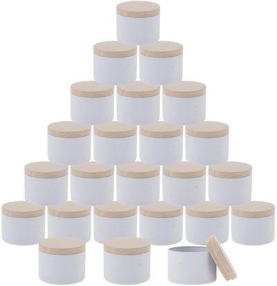 24 stuks kaarsglazen, kaarsenblikjes met deksels voor het maken van kaarsen groothandel wit 8 oz