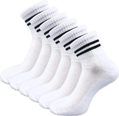 6 paar Quarter Sneakersokken - SQOTTON - Wit-Zwart Gestreept - Maat 47-50