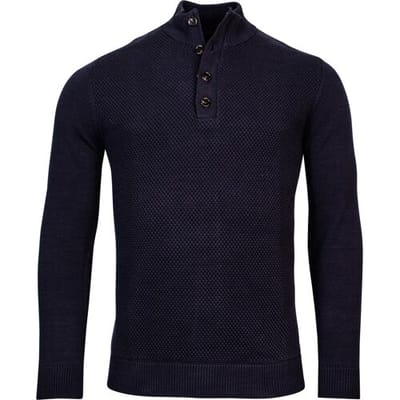 Baileys Trui Half Zip Buttons Front Structure Knit Navy / male