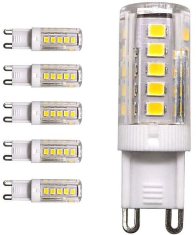 lamp-Set van 5 G9-lamphouders, 33 SMD 2835 LED-lampen, 3W, 3000K (warm wit licht), 250 lumen (gelijk aan een 25W halogeenlamp), AC 220V, 360° omnidirectionele verlichting, niet dimbaar.