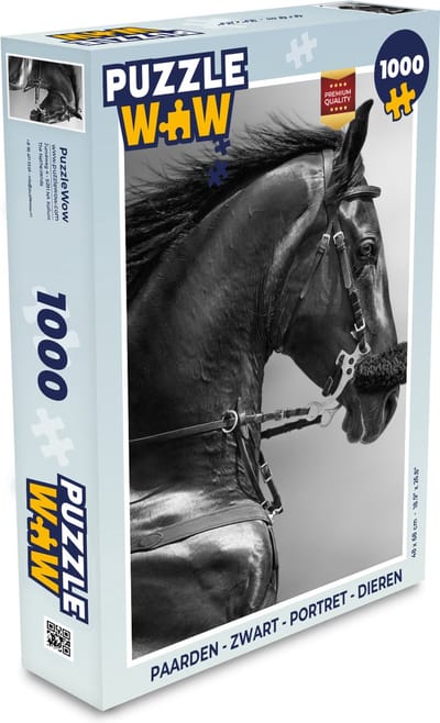 Puzzel Paarden - Zwart - Portret - Dieren - Legpuzzel - Puzzel 1000 stukjes volwassenen