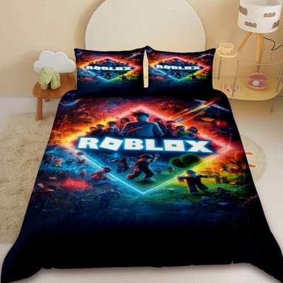 Kinderen Cartoon Roblox 3-delige Dekbedovertrek Roblox Spel Kinderen Tieners Beddengoed Set Anime Huidvriendelijk Slaapkamer Decor EU Double200x200cm