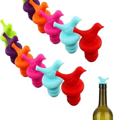 Dailygoods- Wijnflessluitingen 10 stuks - Siliconen Flessendoppen - Inmaken van Dranken - Geschikt voor Wijn/Champagne - Compact Formaat - Willekeurige Kleur