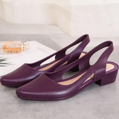 Sandalen Dames Puntige Neus Blok Middenhoge Hakken Slippers Slingback Casual Candy Antislip Strandschoenen Voor Dames 39 paars