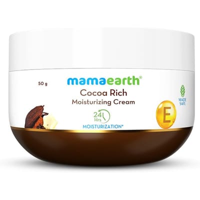 Mamaearth Cocoa Rich Hydraterende Crème Voor Gezicht Handen Lichaam 50g | 24H Niet-Vettige Diepe Voeding Voor Zachte Stralende Huid white