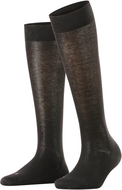 FALKE Sensitive London drukvrije comfort tailleband katoen kniekousen dames zwart - maat 39-42