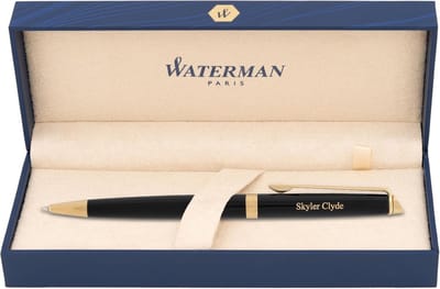 Gegraveerde Balpen - Luxe Schrijfgerei - Zakelijk Gebruik - Gepersonaliseerd Cadeau - Medium Punt - Zwart Goud