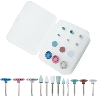 Kit de 6 Pièces Polissoirs en Caoutchouc Dentaire Brosse Plate de Polissage Composite Système Diamant Résine Disque Ra Roue de 14 mm Pour le Nettoyage des Dents white