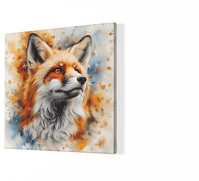 Vierkant Canvas Schilderij Vos – Schattig Dierenposter – 40x40 cm – Kinderkamer Decoratie