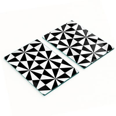 Duurzame en stijlvolle glazen borden met geometrisch patroon 2x40x52 cm