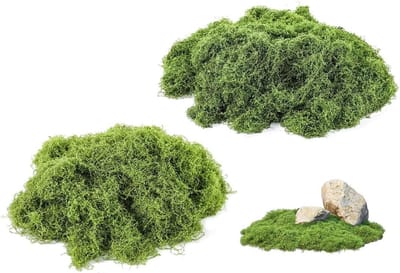 Decoratieve kunstmos van 200 g in donker- en lichtgroen voor DIY-projecten, modelbouw en miniatuurtuinen