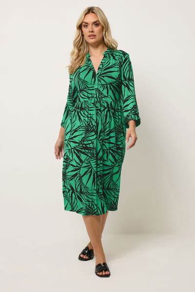 Yours Groene Midijurk Met Bladprint Size 42
