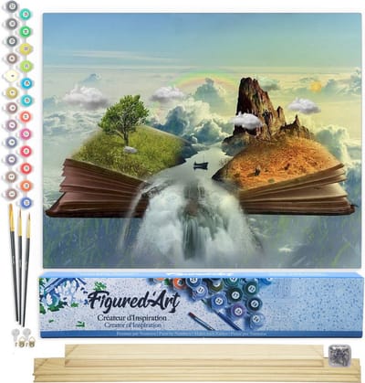 Figured'Art Schilderen op Nummer Volwassenen canvas Landschap boek - Handwerk acrylverf Kit DIY Compleet - 40x50cm met DIY houten lijst