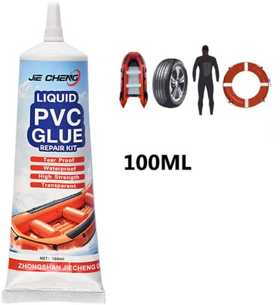 TLVX Sterke Waterdichte PVC Bootlijm 100ml / Boot Reparatie Lijm / Geschikt voor repareren van Opblaasboot / Kajak / Peddels / Zwembad / Waterbed / Luchtkussen / Springkussen / Opblaasbal / Scheepslijm / Zelfklevende Vinyl Lijm / Transparant