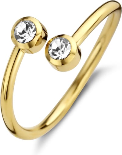 CO88 Collection Ring Dames - Staal - Zirkonia - Ring Met Steen - Maat 50 - Goudkleurig - 8CR-10025-50