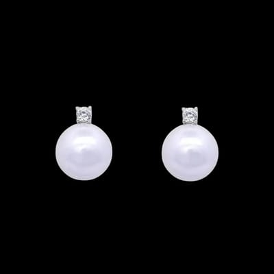 Victoria Valenza 925 Sterling Zilveren Oorbellen met Parels 12 mm en Zirkonia Stenen - Oorknoppen - 925 sterling zilver - Parel oorbellen - Zirkonia