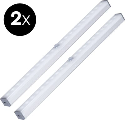 Sinji LED Lamp Bewegingssensor 2 – PACK – Kastverlichting/ Keukenverlichting op batterij – LED Kast verlichting Draadloos - 29.7 cm