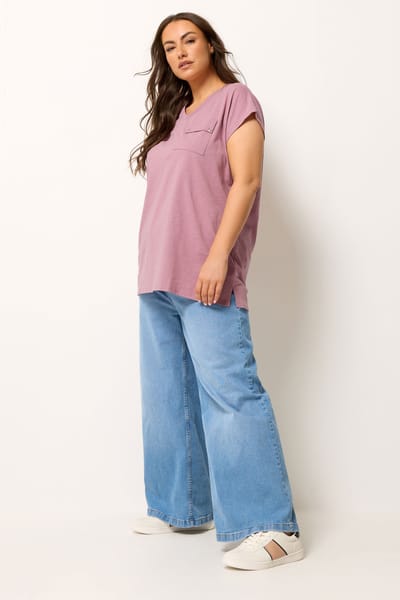 Yours Roze Tshirt Met Studs En Zak Size 42