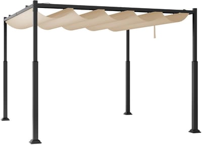 Pergola - 310x310cm - Prieel - Paviljoen - Terras - Weerbestendig - Metalen Frame - Met zonwering - Metaal