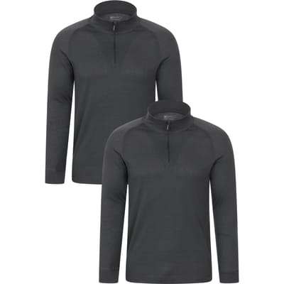 Mountain Warehouse Heren Talus Base Layer Top (Set van 2) (Houtskool)