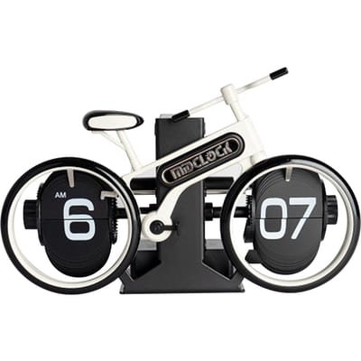 Bureau Fiets Klok Omklapklok Vintage Decor Mechanische Digitale Tafelklok Fiets Pagina Omslaande Klok Batterij wit