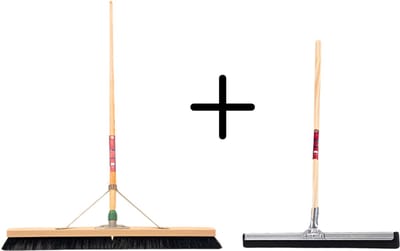 Synx Tools Paardenhaar 80cm + Vloertrekker 35cm met Steel 120cm - Kamerveger – Vloerreiniger – Moppen – Zachte binnenbezem met steel 150cm