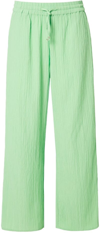 Studio Untold - Dames - Broek wijde pijpen crêpe elastische tailleband - Klavergroen - Maat 42