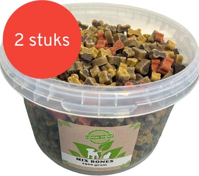 Mix bones - 1,5 kg - 2 stuks - Trainen - Beloningssnoepjes - Hondensnack - Traktatie - Botjes - Hond
