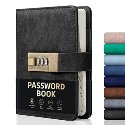 Wachtwoordboek met Slot - 600+ Wachtwoordruimtes en Alfabetische Tabbladen