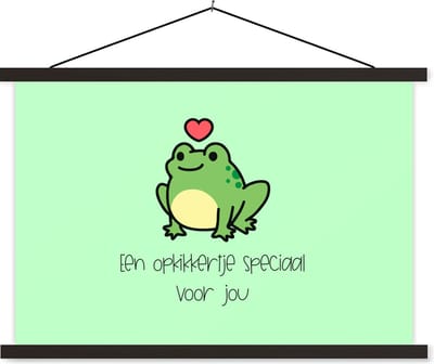 Posterhanger incl. Poster 60x40 cm - Schoolplaat - Beterschap - Quote - Kikker - Opkikker - Textielposter - Zwarte latten