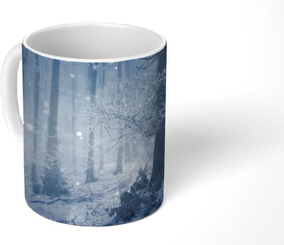 Mok - Koffiemok - Bos - Winter - Sneeuw - Mokken - 350 ML - Beker - Koffiemokken - Theemok