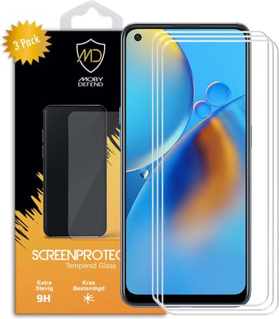 3-Pack MobyDefend Screenprotectors - Geschikt voor Oppo A74 5G - Case-Friendly Screensavers - Gehard Glas