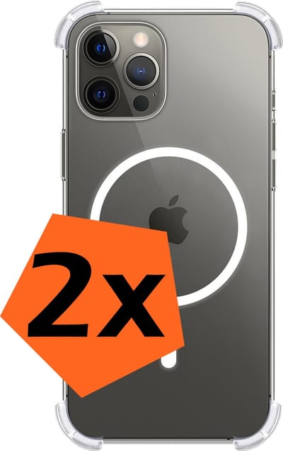 Hoes - 2 Stuks - Geschikt voor Apple iPhone 14 Pro - Magsafe Compatible - Sterk & Shockproof - Back Cover - Shock Proof Case - Telefoon Hoes - Transparant