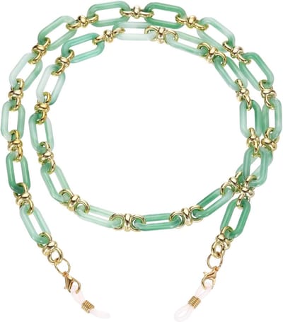 Acryl brilketting en brilhouder voor zonnebril, halsband voor dames en meisjes in lichtgroen, trendy en praktisch