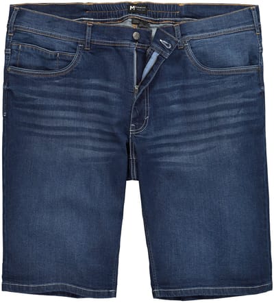 Men Plus - Heren - jeansbermuda denim FLEXLASTIC® buikfit straight fit tot 72 - Donkerblauw denim - Maat 56